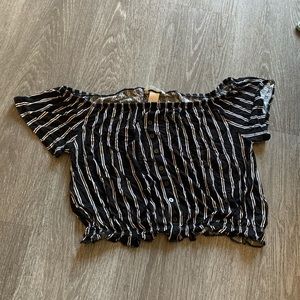 Over the shoulder striped crop top